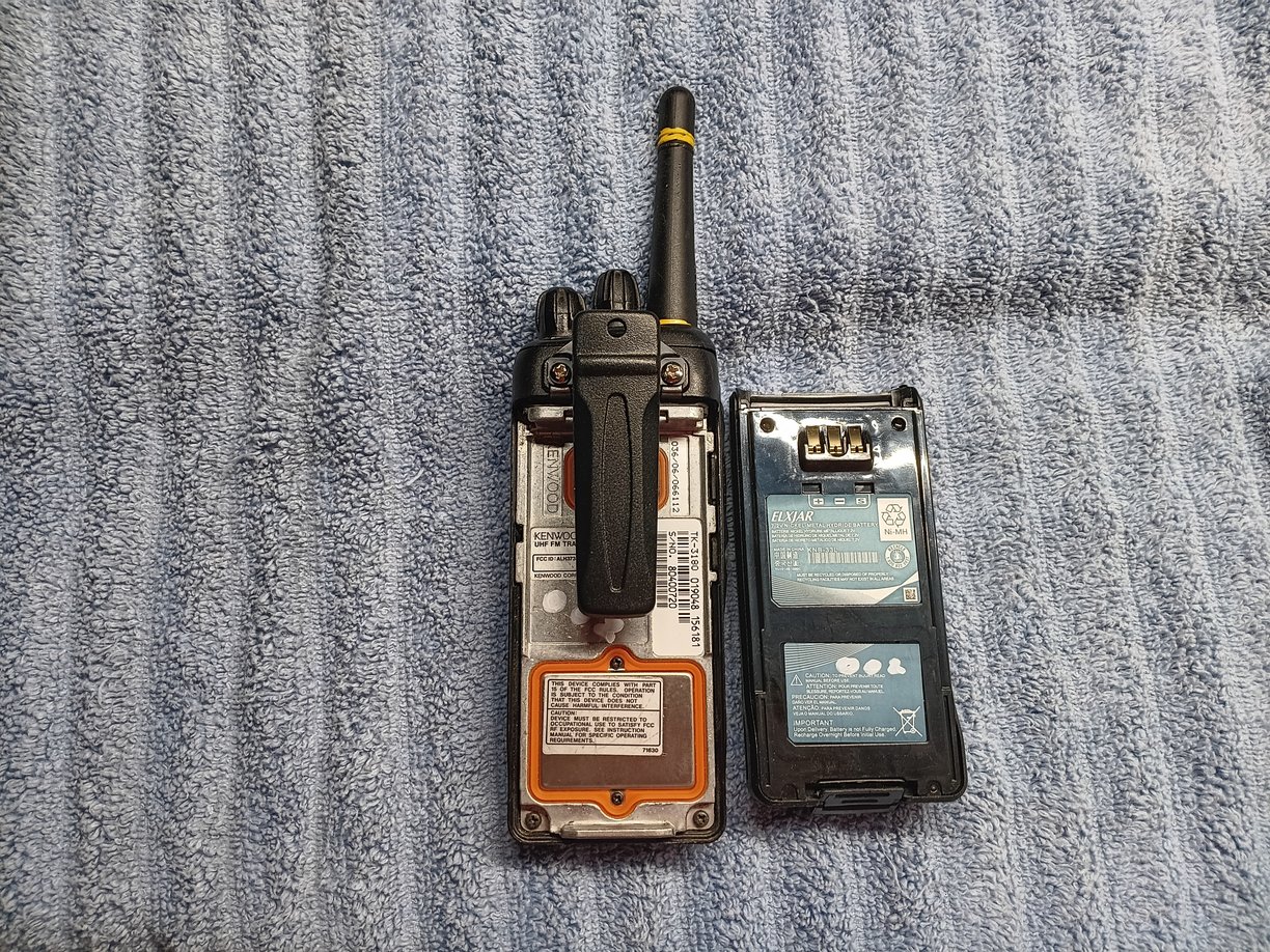 Back of radio with battery